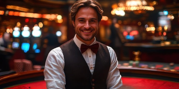 Live dealer blackjack table with professional croupier interaction